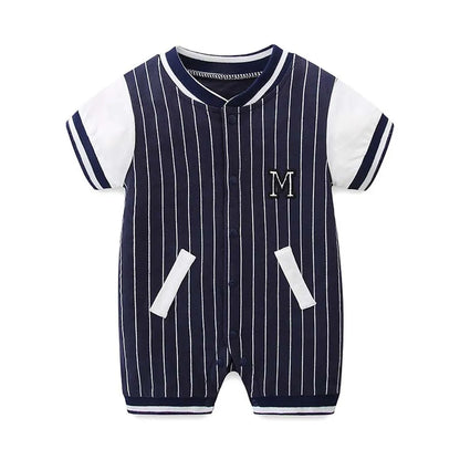 Baby short sleeved jumpsuit, summer slim pajamas, 0-1 year old baby summer baseball suit, jumpsuit, climbing suit Leedoar