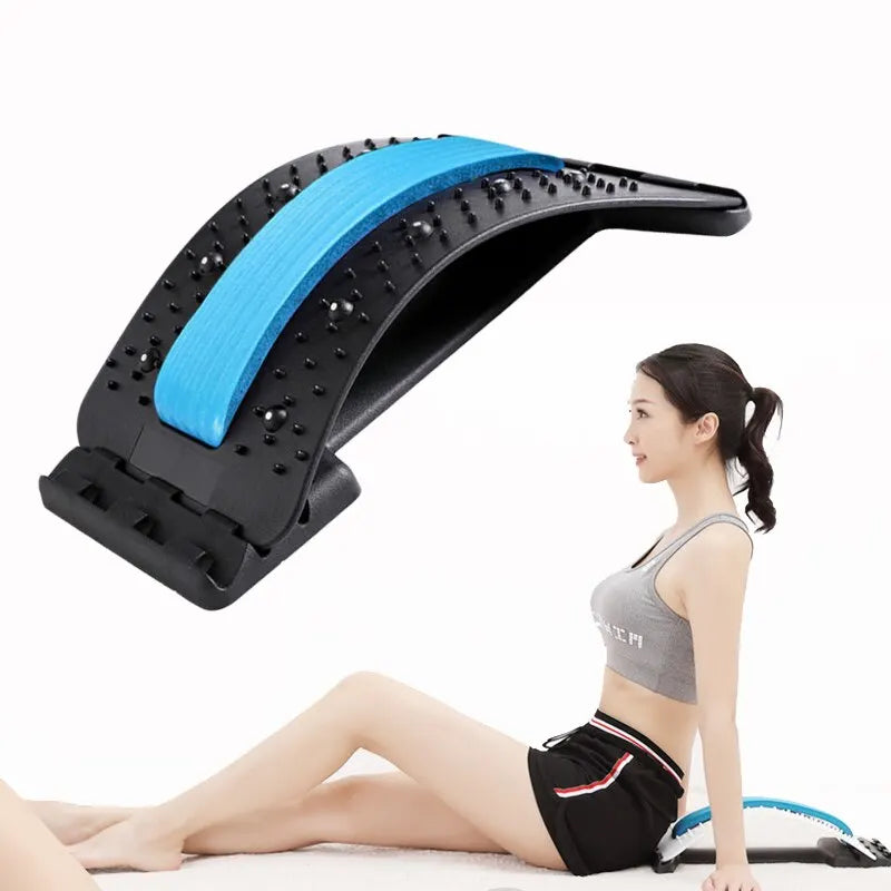 Back Stretcher Multi-Level Adjustable Massager Waist Neck Fitness Lumbar Cervical Spine Cervical Spine Support Massager Lying Leedoar