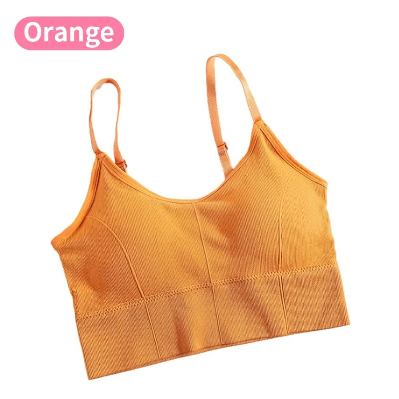 Sutiã esportivo feminino sem costas, sutiã esportivo para academia, roupa íntima feminina sem costura, alça de ombro ajustável, acolchoado interno, colete de ioga, bralette 