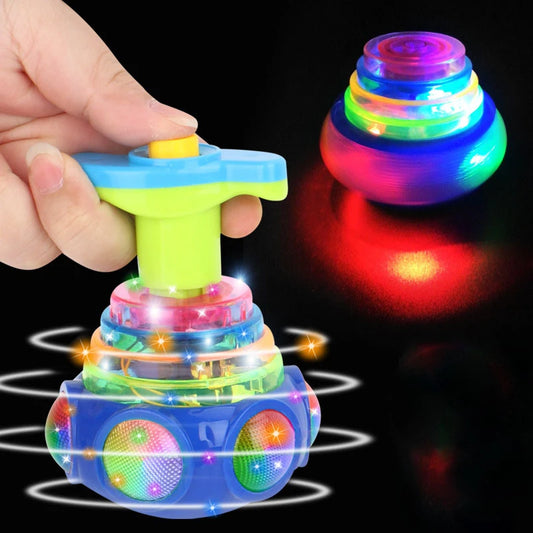 Bagged Round Luminous Toy Light Music Rotating Gyro Fidget Spinner Spinning Top Toys Random Color Children's Toys Kids Gifts Leedoar