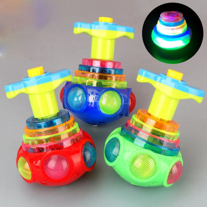 Bagged Round Luminous Toy Light Music Rotating Gyro Fidget Spinner Spinning Top Toys Random Color Children's Toys Kids Gifts Leedoar