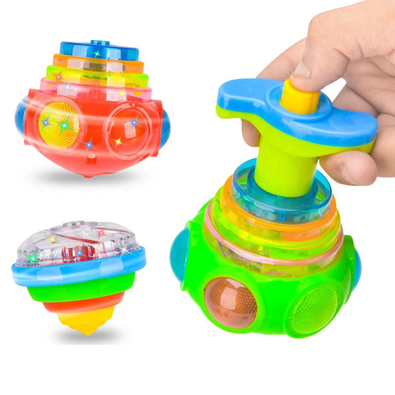 Bagged Round Luminous Toy Light Music Rotating Gyro Fidget Spinner Spinning Top Toys Random Color Children's Toys Kids Gifts Leedoar