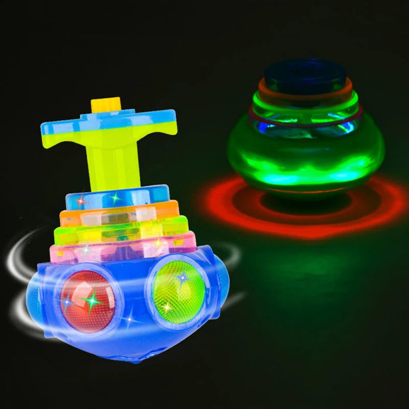 Bagged Round Luminous Toy Light Music Rotating Gyro Fidget Spinner Spinning Top Toys Random Color Children's Toys Kids Gifts Leedoar