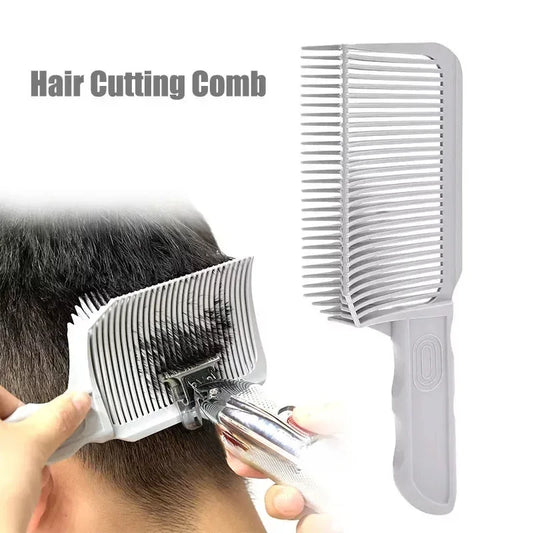 Pente de corte de cabelo para barbeiro, pente de corte de cabelo com degradê, pente de corte de cabelo com parte superior plana para homens, escova de desbotamento resistente ao calor 