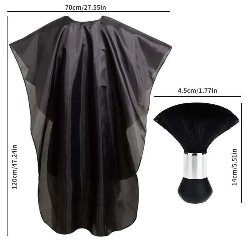 Barber wrap set Waterproof Hair Cutting Cape with Neck Duster Brush - Professional Barber Salon Hairdressing Apron Hair Stylists Leedoar