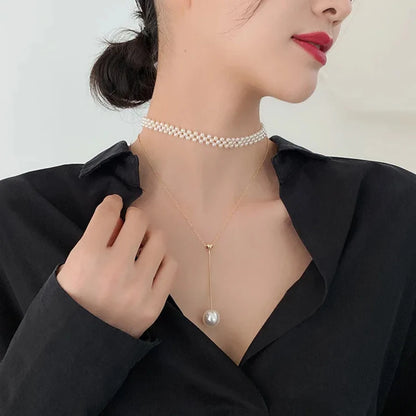 Baroque Pearl Necklace for Women Simple Fashion Collarbone Chain White Choker Necklaces Designer Wedding Jewelry Wholesale Leedoar