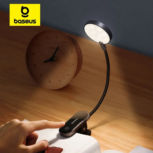 Baseus LED Clip Table Lamp Stepless Dimmable Wireless Desk Lamp Touch USB Recarregável Luz de Leitura LED Night Light Laptop Lamp 