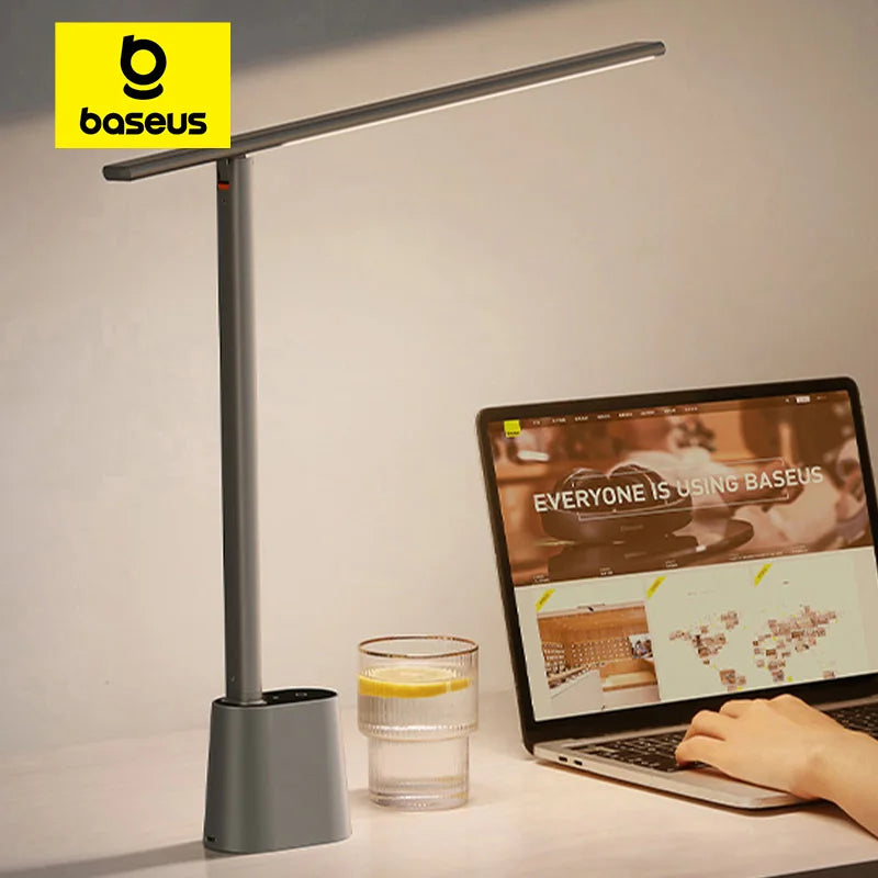 Baseus LED Desk Lamp Eye Protect Study Dimmable Office Light Foldable Table Lamp Smart Adaptive Brightness Bedside Lamp For Read Leedoar