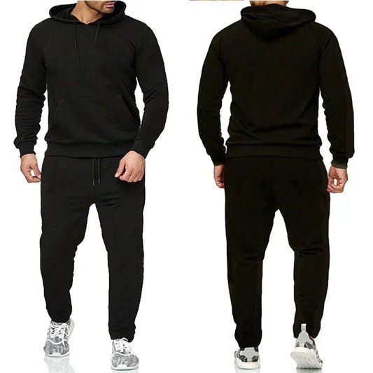 Basic Men/Women 2Pcs/Sets Sweatshirt Hoodies Pants 2024 Male Gyms Fitness Tops Joggers Sportswear Tracksuits Leedoar