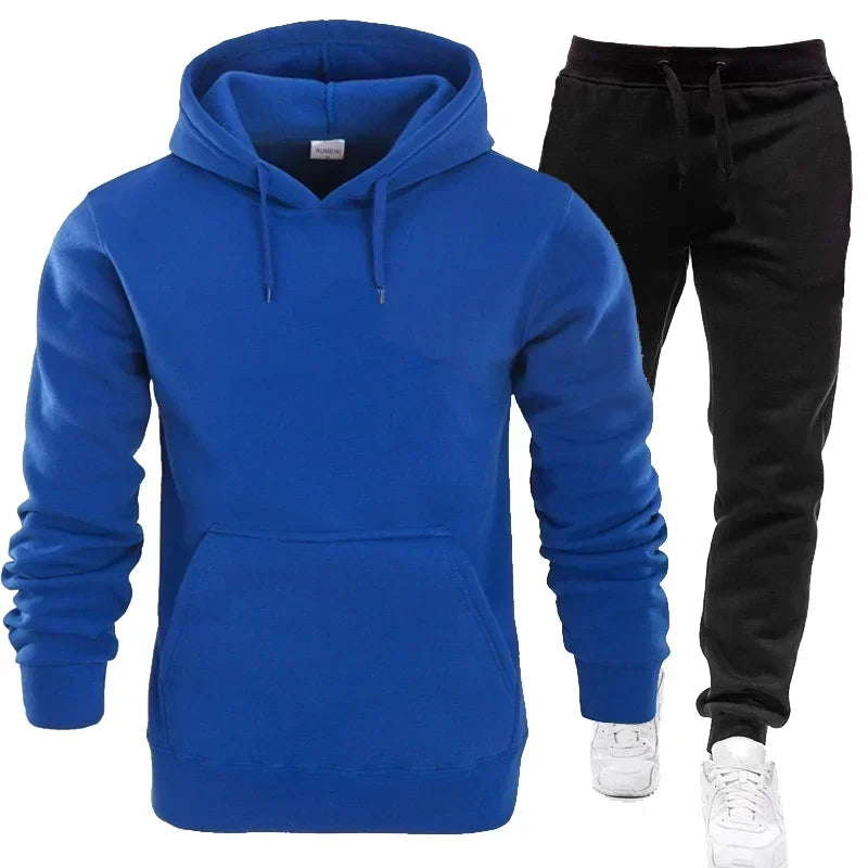 Basic Men/Women 2Pcs/Sets Sweatshirt Hoodies Pants 2024 Male Gyms Fitness Tops Joggers Sportswear Tracksuits Leedoar