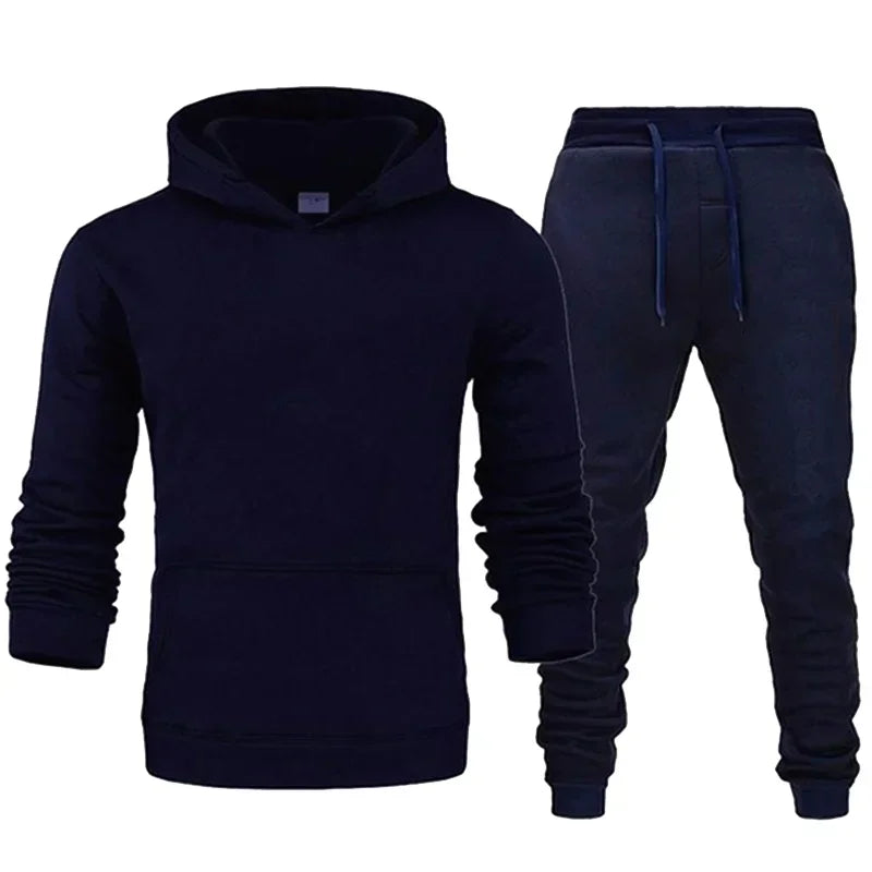 Basic Men/Women 2Pcs/Sets Sweatshirt Hoodies Pants 2024 Male Gyms Fitness Tops Joggers Sportswear Tracksuits Leedoar