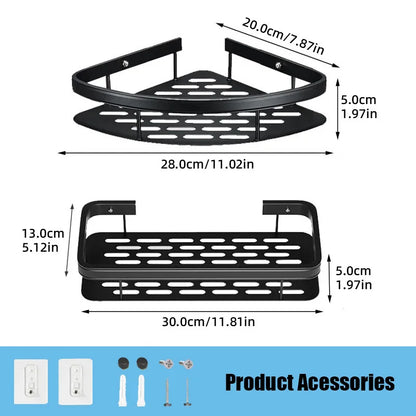 Bathroom Shelf Makeup Storage Organizer Aluminum Alloy Shampoo Rack Shower Shelf Bathroom Accessories No Drill Wall Shelf Leedoar