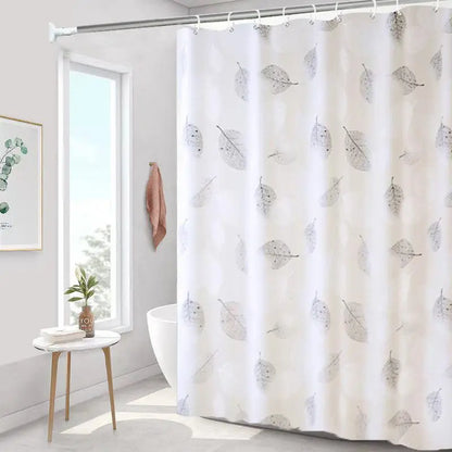 Bathroom Shower Curtains PEVA Waterproof Thickening Bath Curtain With Hooks Rustproof Metal Grommets Leaf Pattern Shower Curtain Leedoar