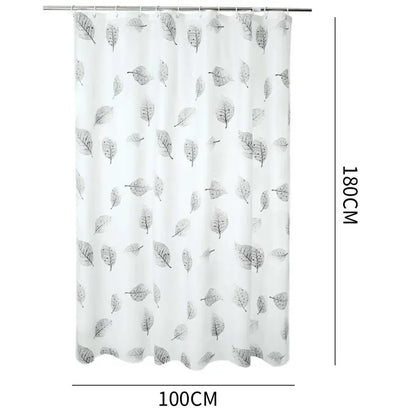 Bathroom Shower Curtains PEVA Waterproof Thickening Bath Curtain With Hooks Rustproof Metal Grommets Leaf Pattern Shower Curtain Leedoar