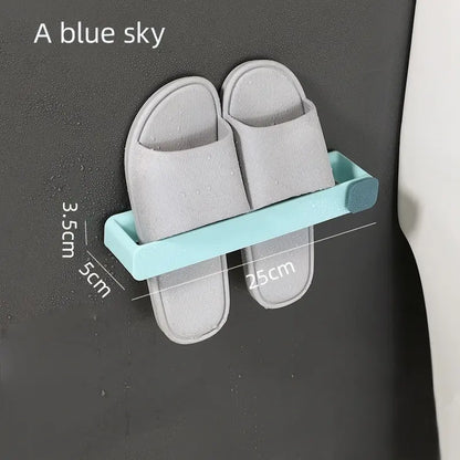 Bathroom Slipper Shelf No Punching Wall Mounted One Piece Shoe Rack Space Saving Shelf Bathroom Hanging Leedoar