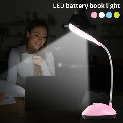 Battery Operated LED Reading Night Lamp Flexible Table Light Foldable Switch Desk Working Study Light For Kids Student Office Leedoar