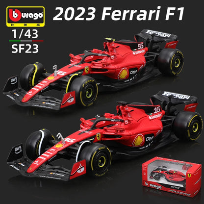 Bburago 1:43 F1 Model Regular Version 2023 Scuderia Ferrari Formula 1 SF23 #16 Leclerc #55 Sainz Alloy Car Diecast Toy Leedoar