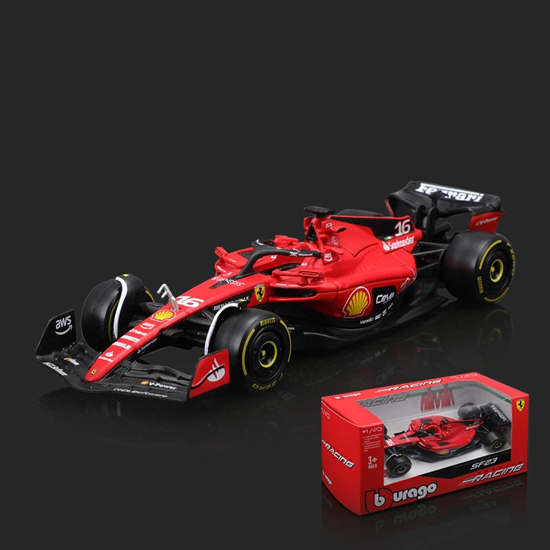 Bburago 1:43 F1 Model Regular Version 2023 Scuderia Ferrari Formula 1 SF23 #16 Leclerc #55 Sainz Alloy Car Diecast Toy Leedoar