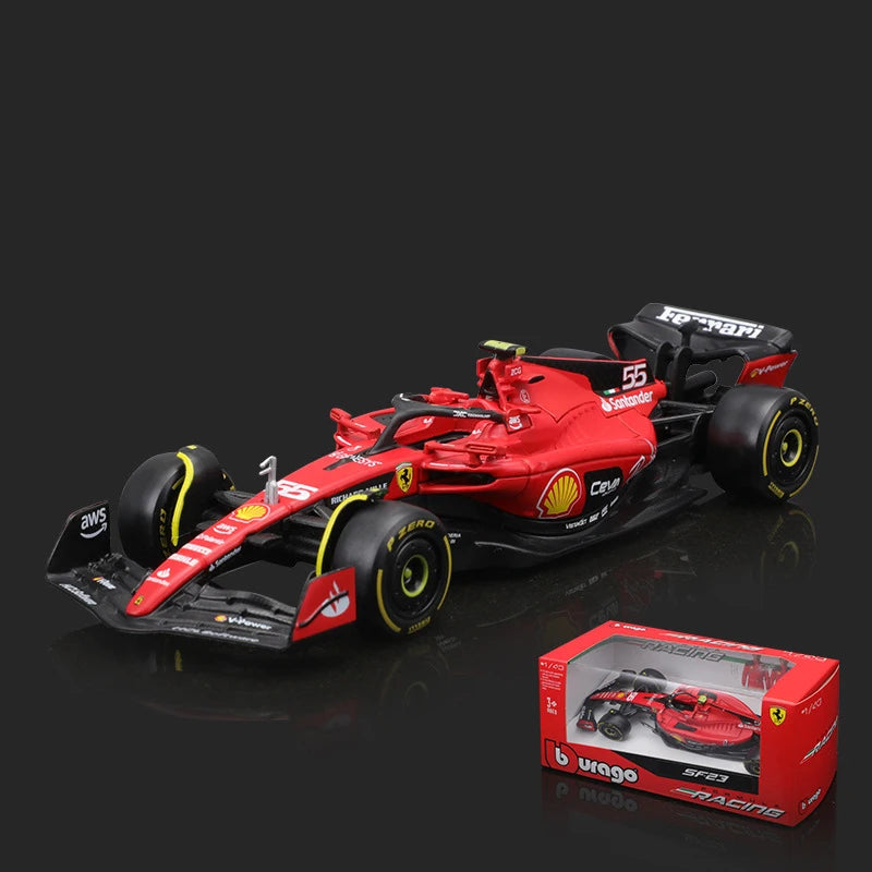 Bburago 1:43 F1 Model Regular Version 2023 Scuderia Ferrari Formula 1 SF23 #16 Leclerc #55 Sainz Alloy Car Diecast Toy Leedoar