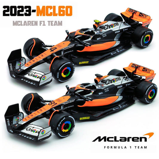 Bburago 1:43 P2 British GP Mclaren F1 MCL60 2023 #4 Lando Norris #81 Oscar Piastri Alloy Car Die Cast Model Toy Collectible Leedoar