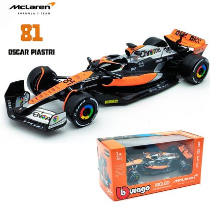 Bburago 1:43 P2 British GP Mclaren F1 MCL60 2023 #4 Lando Norris #81 Oscar Piastri Alloy Car Die Cast Model Toy Collectible Leedoar