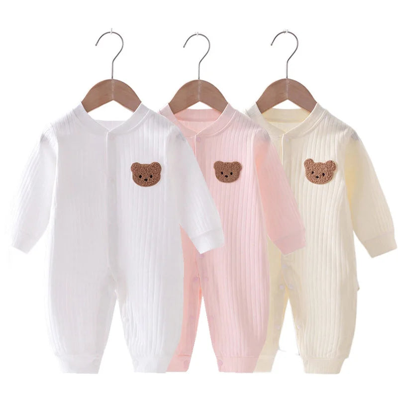 Bear Newborn Jumpsuit Cotton Autumn Spring Baby Romper Toddler Girls Boys Clothes Infant One-Piece Kids Onesie Home Leisure Wear Leedoar