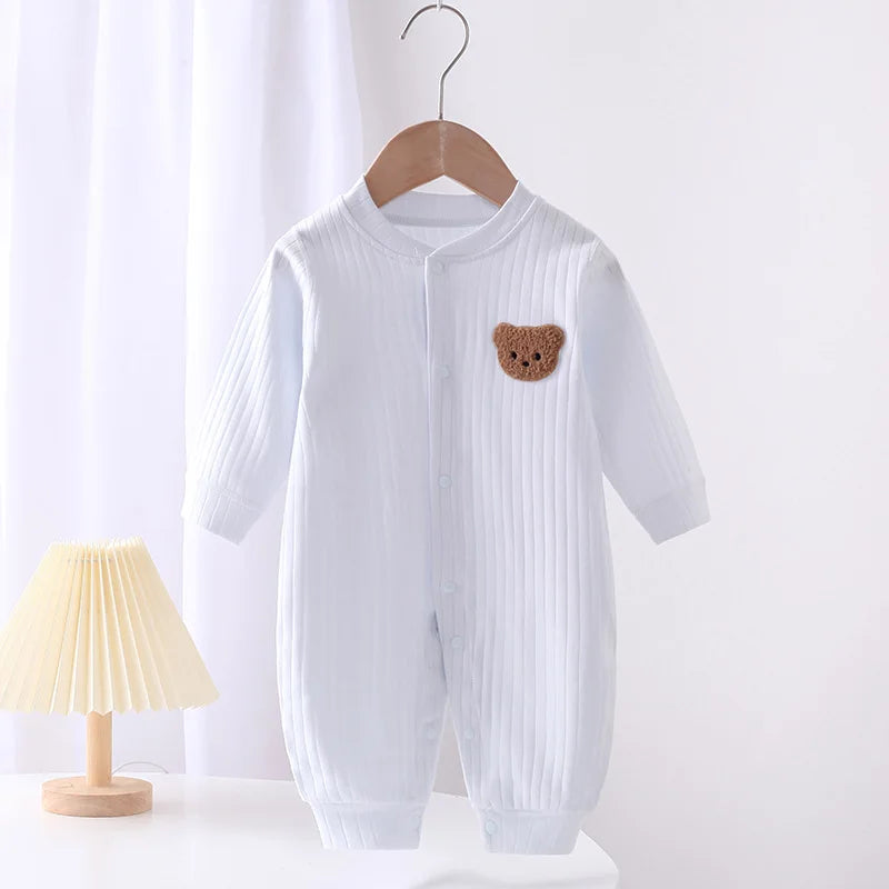 Bear Newborn Jumpsuit Cotton Autumn Spring Baby Romper Toddler Girls Boys Clothes Infant One-Piece Kids Onesie Home Leisure Wear Leedoar