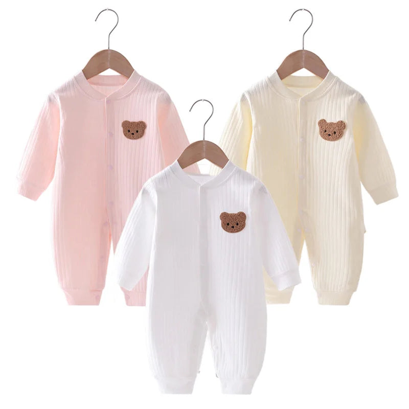 Bear Newborn Jumpsuit Cotton Autumn Spring Baby Romper Toddler Girls Boys Clothes Infant One-Piece Kids Onesie Home Leisure Wear Leedoar