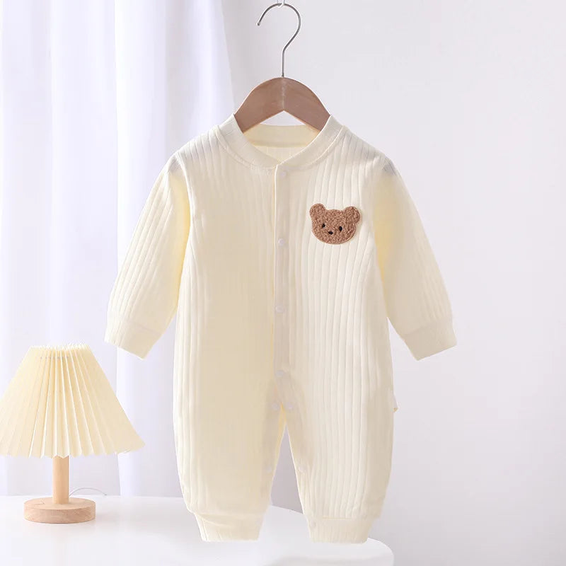 Bear Newborn Jumpsuit Cotton Autumn Spring Baby Romper Toddler Girls Boys Clothes Infant One-Piece Kids Onesie Home Leisure Wear Leedoar