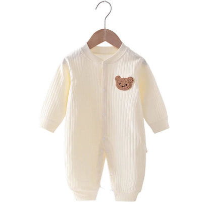 Bear Newborn Jumpsuit Cotton Autumn Spring Baby Romper Toddler Girls Boys Clothes Infant One-Piece Kids Onesie Home Leisure Wear Leedoar