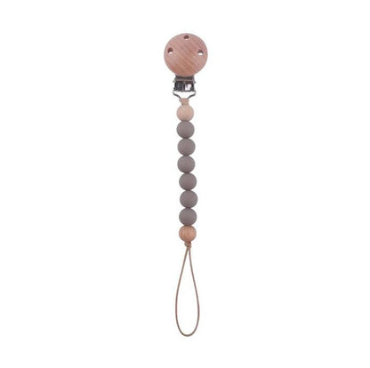 Beech Wood Chew Silicone Bead Pacifier Clips Dummy Chain Holder Newborn Soother Chains Nipple Holder Baby Teething Toys Gifts Leedoar