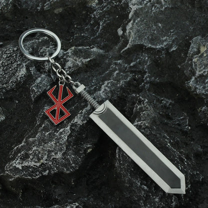 Berserk Anime Keychain Guts Sword Jewelry Set Key Chain Keyrings Keychains for Men Women Accessories Key Ring Pendant Leedoar