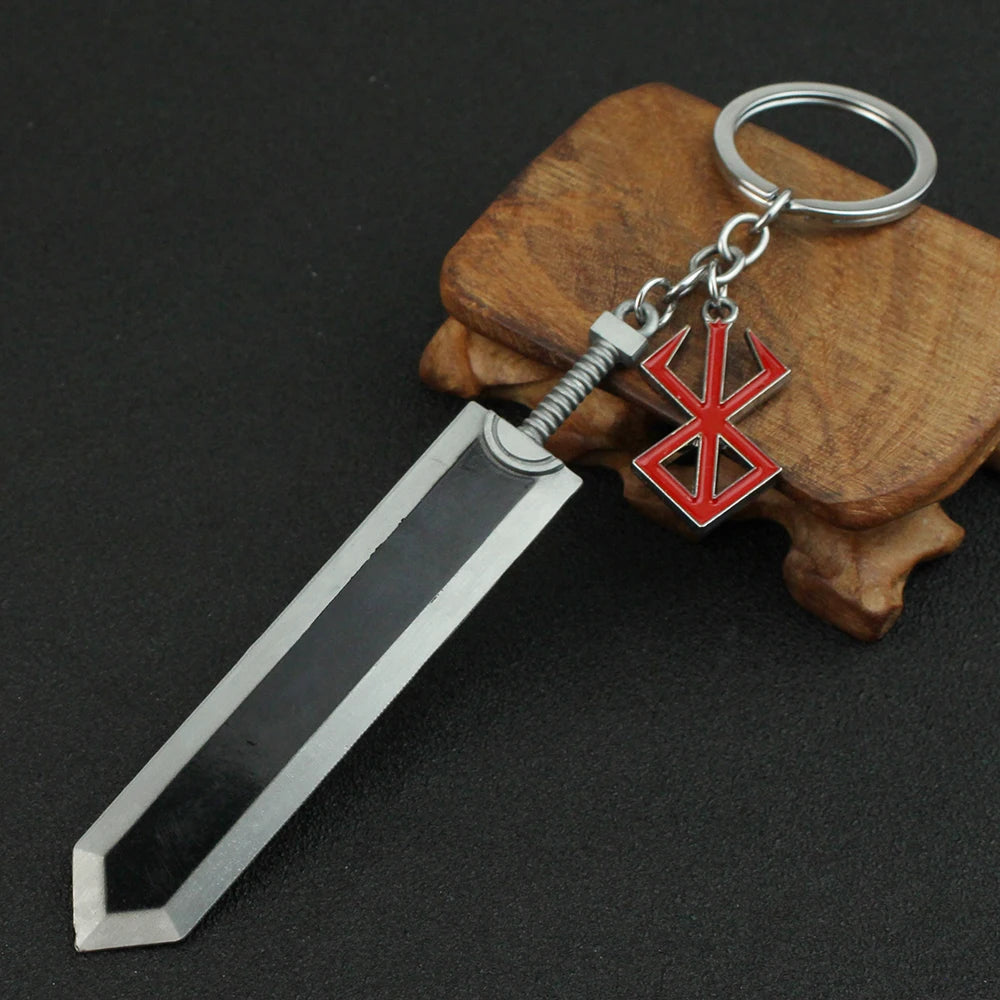 Berserk Anime Keychain Guts Sword Jewelry Set Key Chain Keyrings Keychains for Men Women Accessories Key Ring Pendant Leedoar