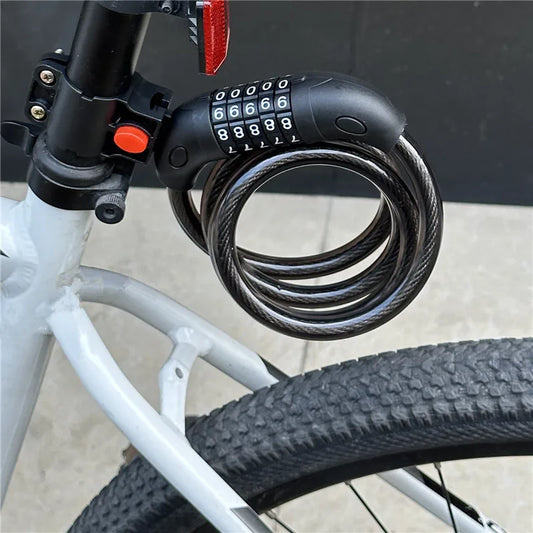 Bicycle 5 Digit Code Cable Lock 1200mm*12mm Anti-theft Bike Password Lock Bike Security Steel Cable Cycling Lock Bike Parts Leedoar