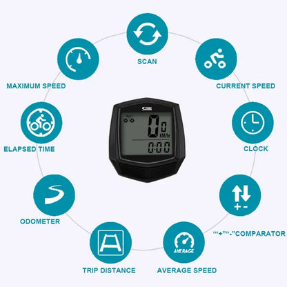 Bicycle Cycling Computer LCD Display Wired Odometer 15 Kinds of Functions Accurate Recording Auto Sleep Replaceable Battery Leedoar