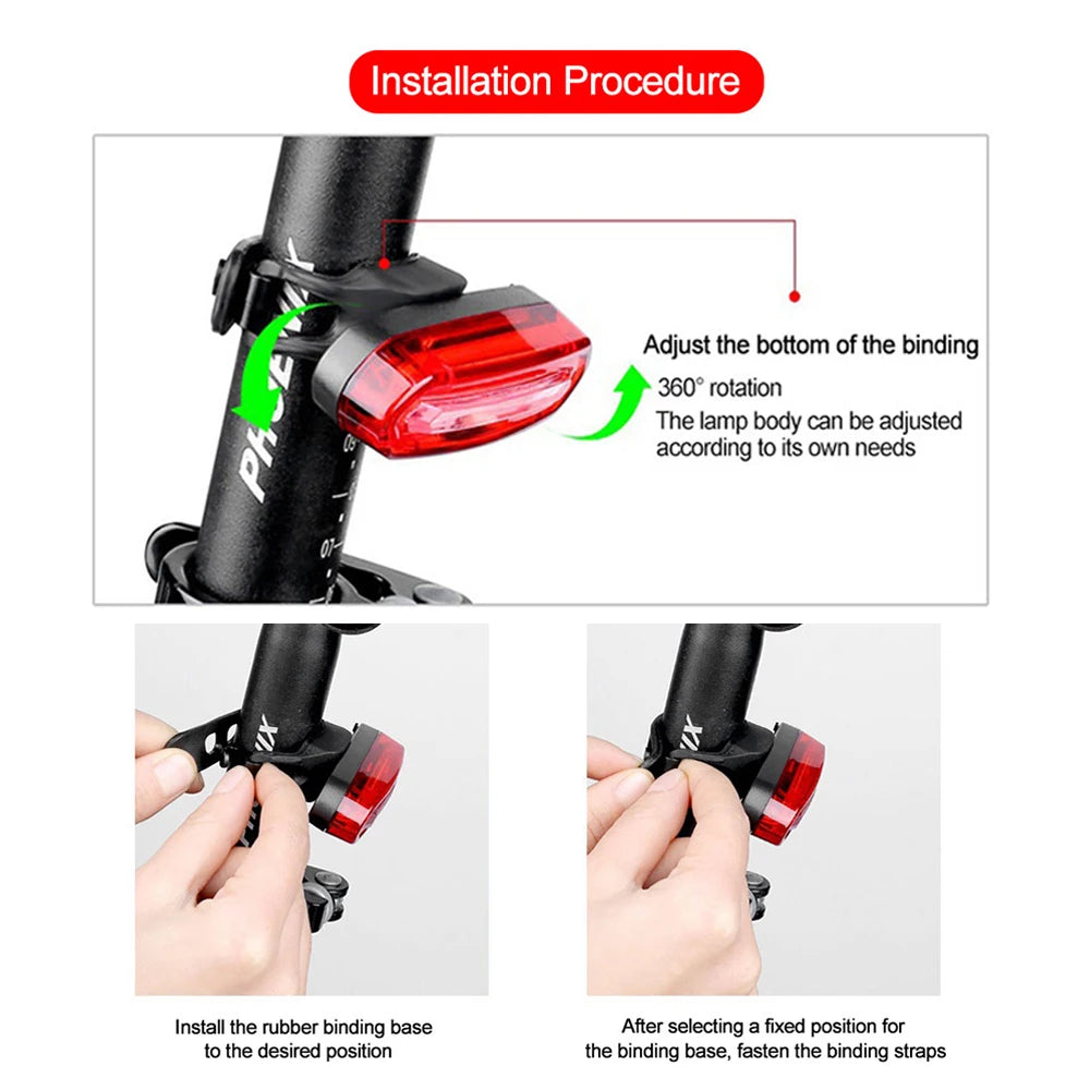 Bicycle Taillight MTB Red Light Bike Rear Light USB Rechargeable LED Cycling Bike Warning Light Mountain Bicycle Lamp Leedoar