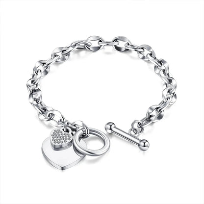 Pulseira de coração grande com pingente de estrela de hallowout e bola de fogo para mulheres, bracelete de imitação de pérolas, fecho fofo com pingente, joias femininas 