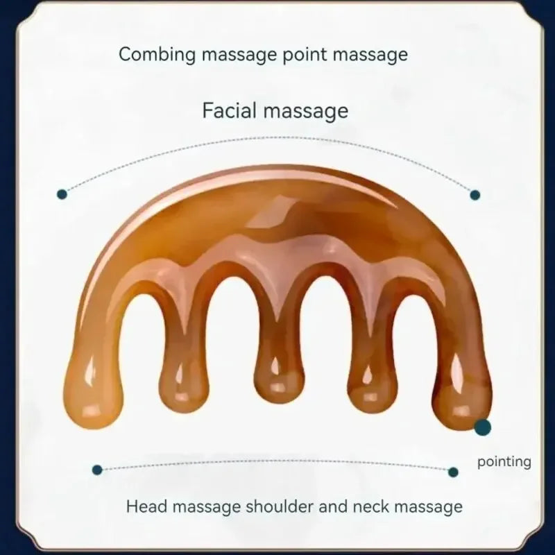 Big Teeth Head Acupoint Verde 5-Dentes Meridiano Sangue Massagem Pente Resina Grande-Dente Cabeça Massagem Ferramenta 5-Paw Meio Redondo Shap Pente 