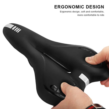 Bike Saddle Silicone Cushion Cycling Seat PU Leather Surface Silica Filled Gel TimeTrial Comfortable Shockproof Bicycle Saddle Leedoar