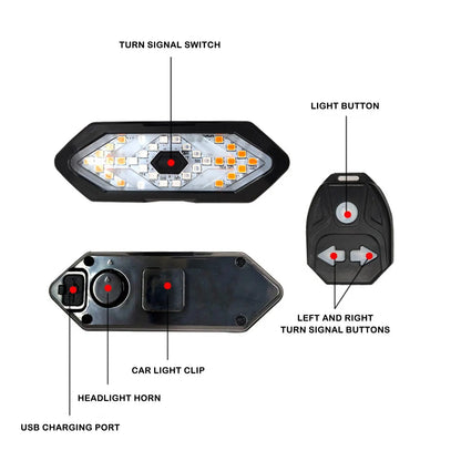 Bike Turn Signal Rear Light Remote Bicycle Lights LED USB Rechargeable Bicycle Lamp Bike Wireless Warning Tail Light