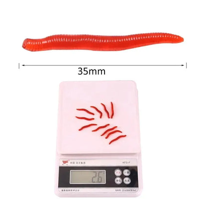 Bionic Red Worm Lure 100pcs 3.5cm Lifelike Silica Gel Fishy Artificial Red Worm Earthworm Bait Submerge Simulation Lure Pesca Leedoar