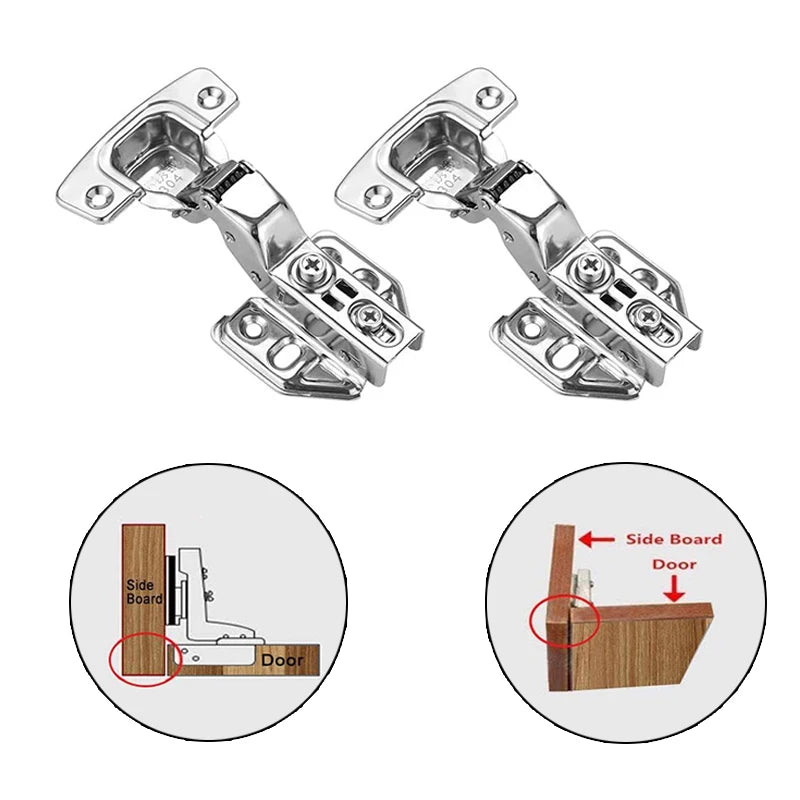 Bisagras de acero inoxidable para puerta de armario, amortiguador hidráulico, cierre suave, silencioso, bisagras ocultas con tornillos, 2 piezas Leedoar