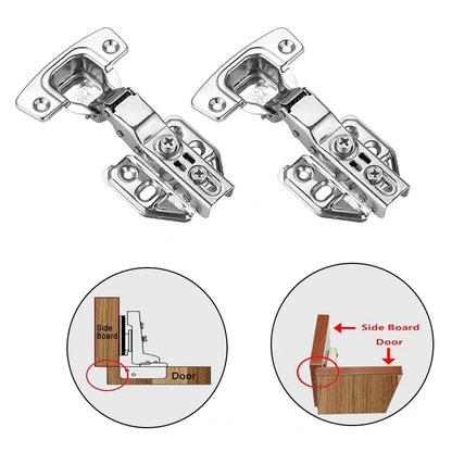 Bisagras de acero inoxidable para puerta de armario, amortiguador hidráulico, cierre suave, silencioso, bisagras ocultas con tornillos, 2 piezas Leedoar