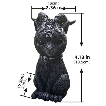 Black Cat Statue Mysterious Cute Cat Witch Cat Figurine Witches Decor Desk Ornament Hand-Painted Sculpture for Halloween 1PC Leedoar