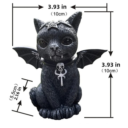 Black Cat Statue Mysterious Cute Cat Witch Cat Figurine Witches Decor Desk Ornament Hand-Painted Sculpture for Halloween 1PC Leedoar