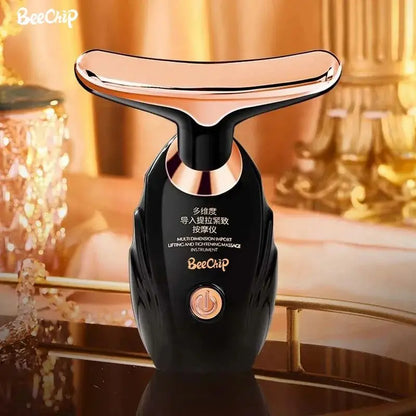 Black Gold Electric Facial Beauty Instrument Lifting And Firming Facial Eye Massager Household Vibration Ultrasonic Massager Leedoar