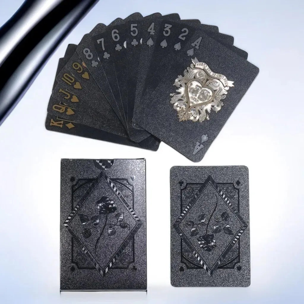 Jogo de cartas de baralho Black Gold Rose à prova d'água Poker Suit Magic Dmagic Package Home Party Board Games Gifts Collection 