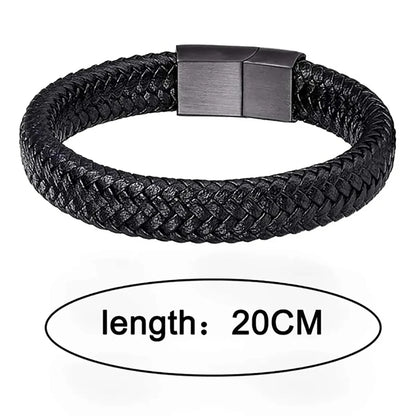 Pulsera magnética de cuero PU negra para hombres, madura, estable y elegante, el mejor regalo para hombres 