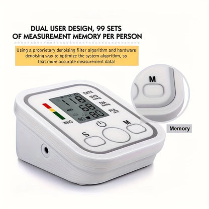 Blood Pressure Monitor Upper Arm Automatic Tonometer Digital Blood Pressure Meter BP Medical Sphygmomanometer Pulse Heart Rate Leedoar