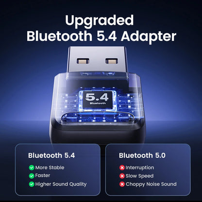 Adaptador Bluetooth USB Bluetooth 5.4 para PC Dongle Adaptador Mouse sem fio Teclado Música Receptor de áudio Transmissor USB 